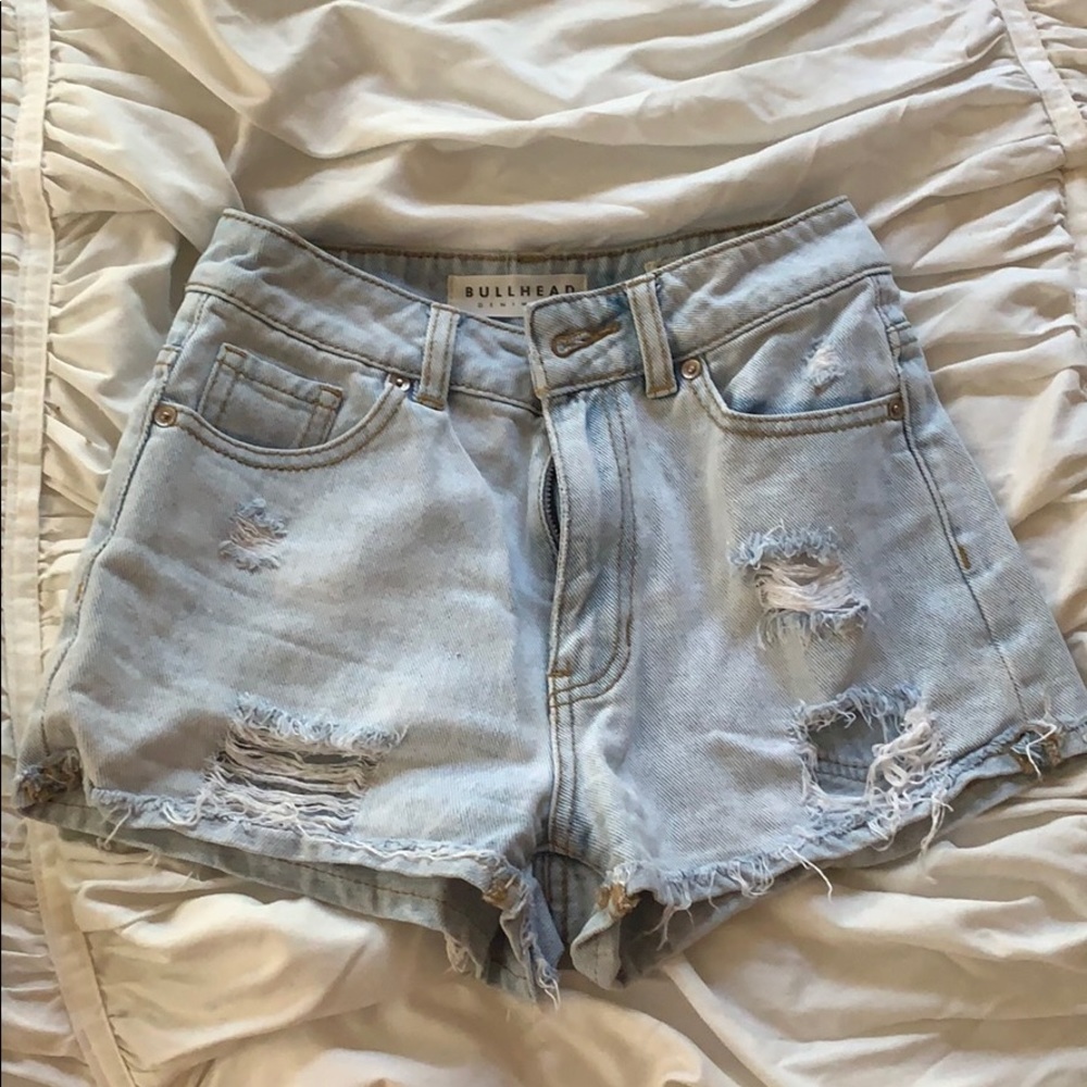 High waisted jean shorts
